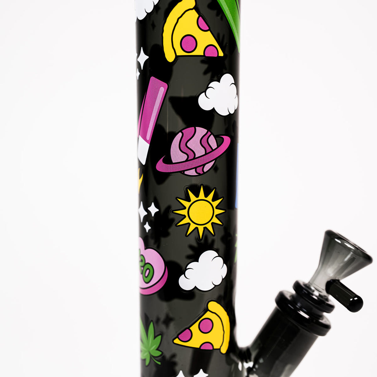 FIRE-FLOW™ × Black Leaf 420 PATTERN Glasbong – 40 cm,