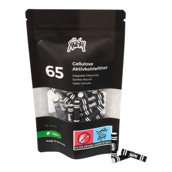 Kailar Cellulose Aktivkohle-Filter Slim ø 5,9mm, 65 Tips/Beutel, schwarz