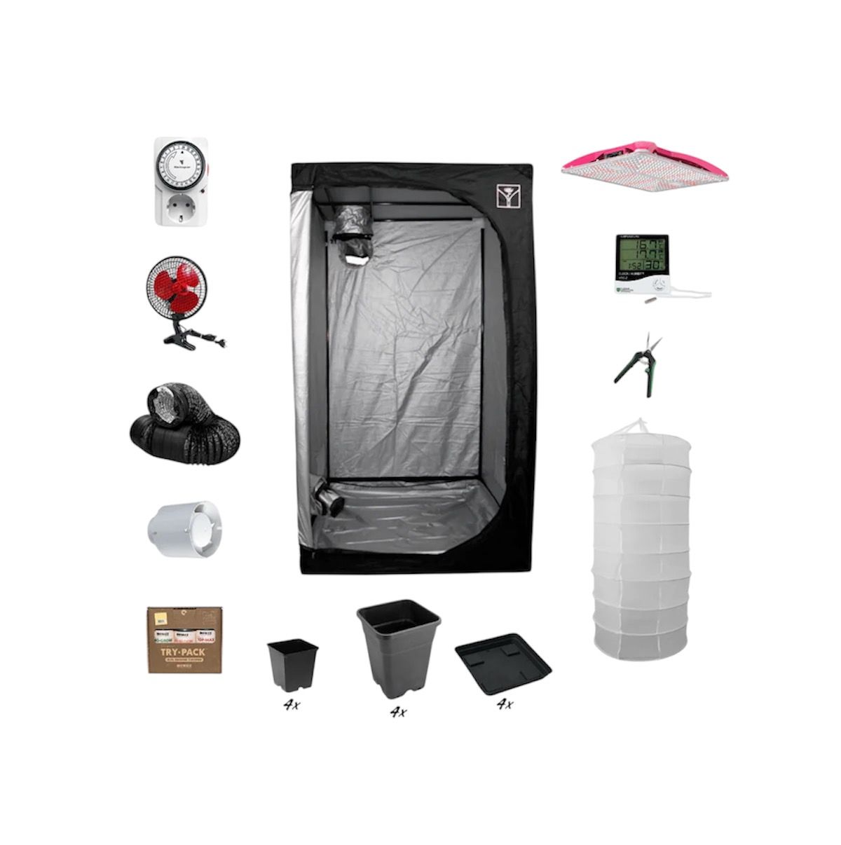 Growbox Komplettset L PREMIUM: 60X60X140CM