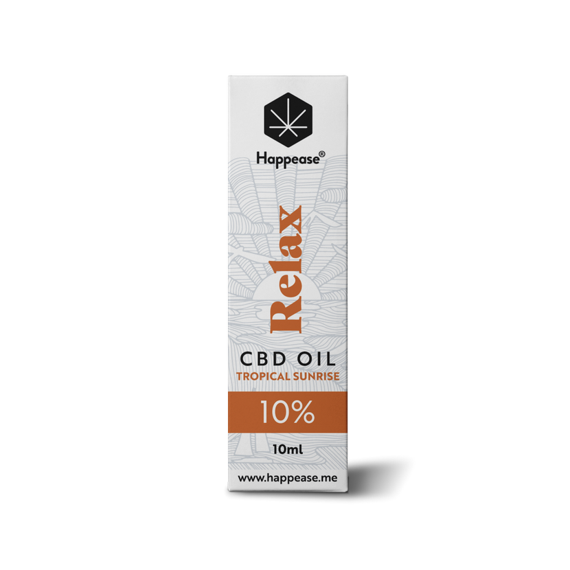 Happease Relax CBD Oil Tropical Sunrise, 10 % CBD, 1000 mg, 10 ml
