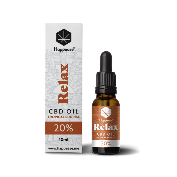 Happease Relax Tropical Sunrise CBD-öl, 20 % CBD, 2000 mg, 10 ml