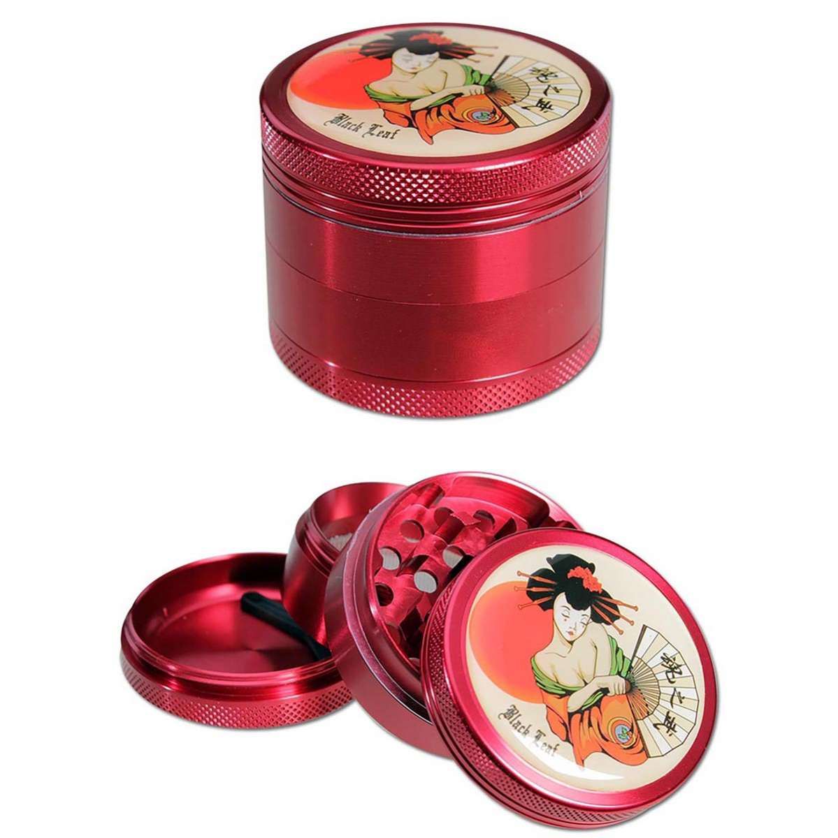 🎎 Black Leaf® GEISHA Grinder – 4-teilig, rot