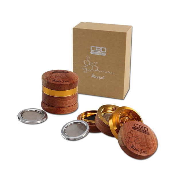 🌿 Black Leaf® Grinder – „Wood Style“ – 4-tlg. – braun/bronze