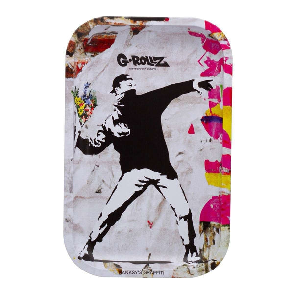 G-Rollz | Banksy’s Graffiti „Flower Thrower Alt“ Medium Tray 17,5 × 27,5 cm