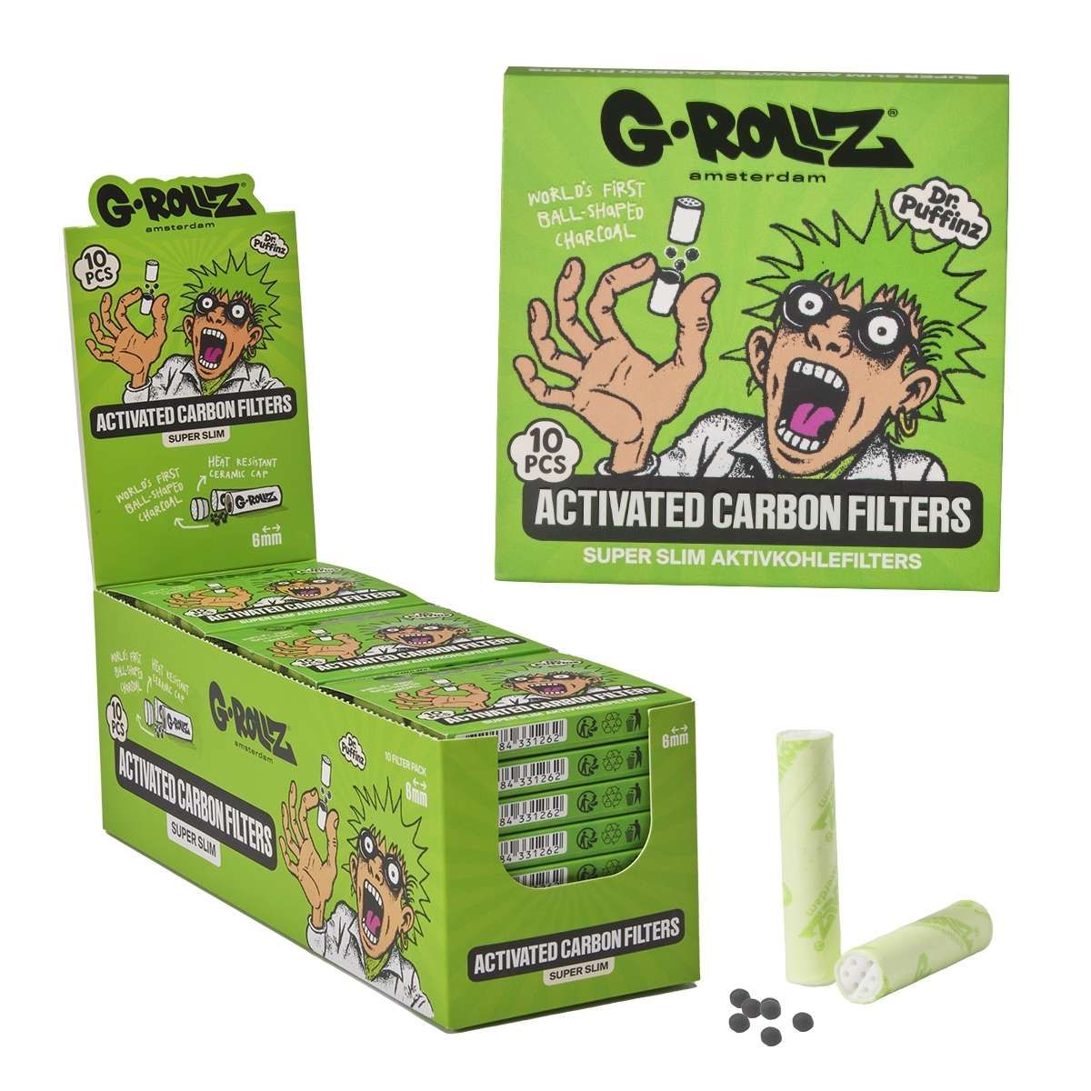 G-Rollz Aktivkohlefilter Ø 6 mm – Grün