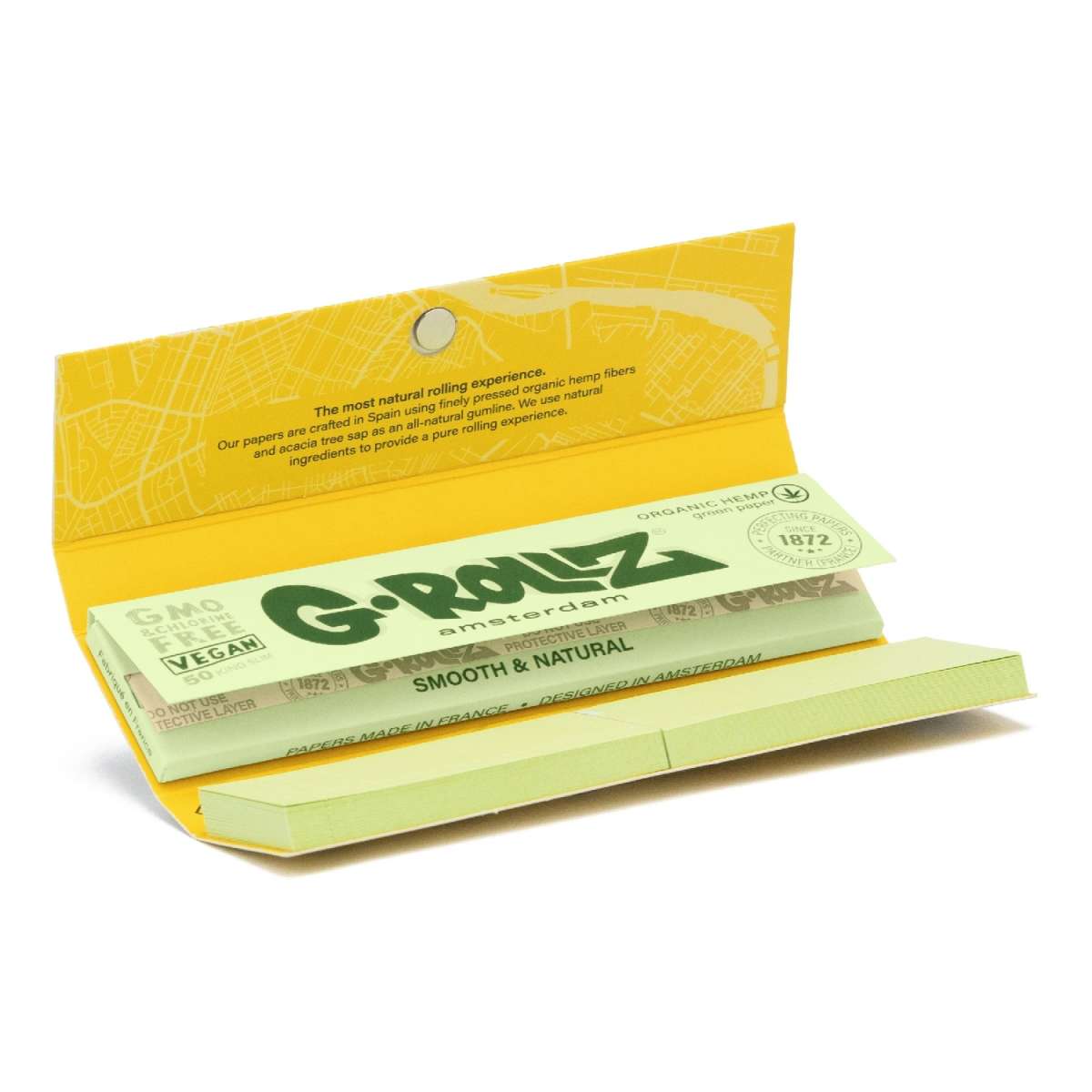 G-Rollz „Jungle“ Green King Size Slim Papers mit Tips – 50 Blatt