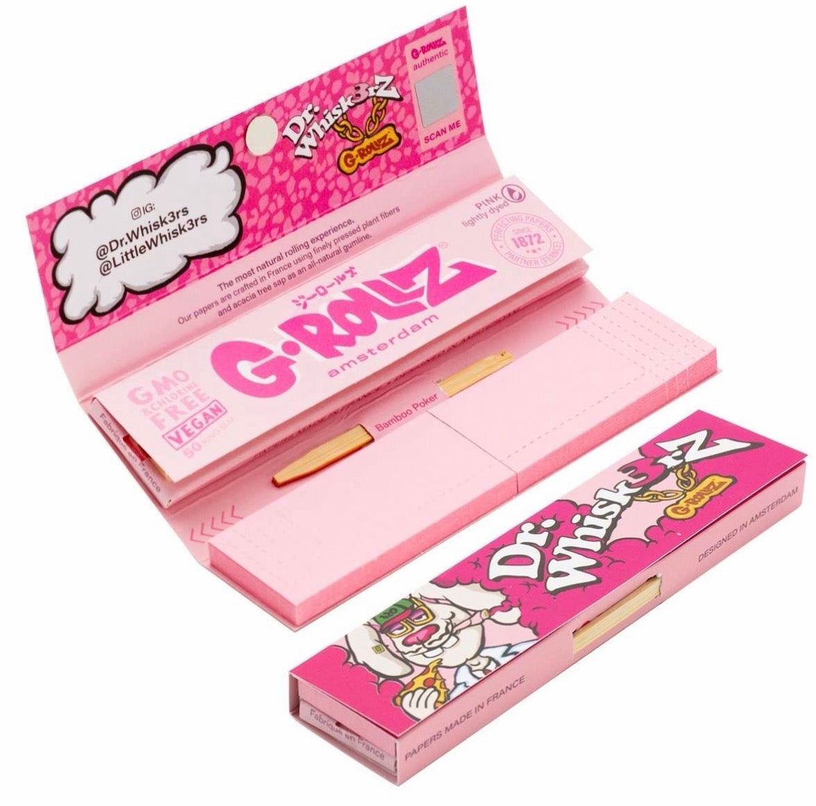 G-Rollz Dr. Whisk3rs Pink Papers + Tips + Bamboo Poker