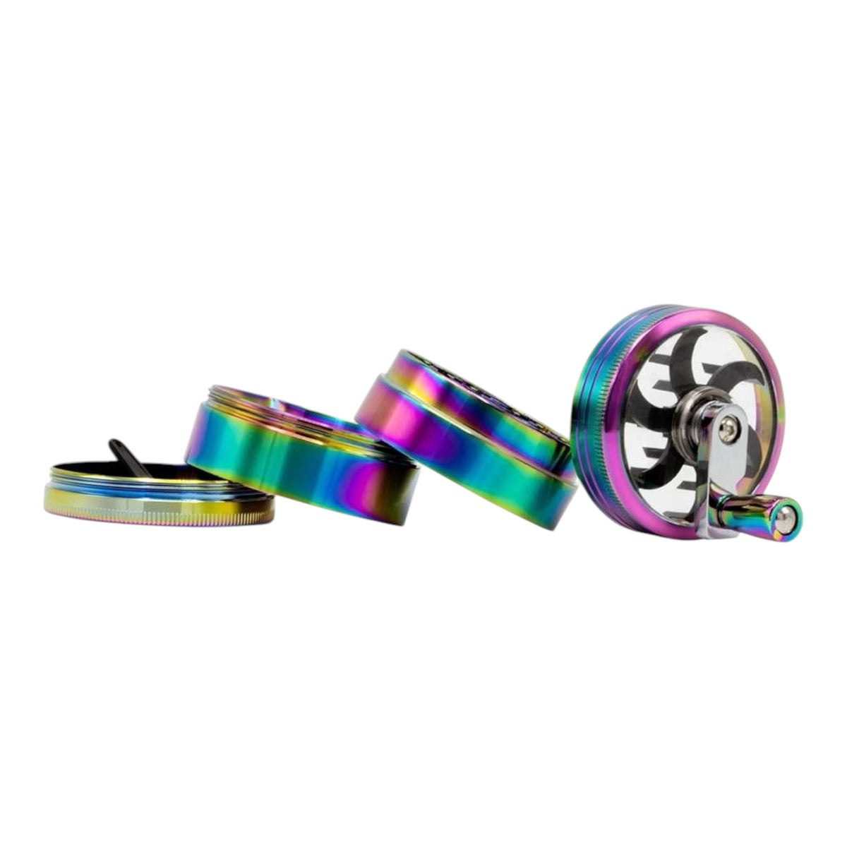 Grace Glass Rainbow Kurbelgrinder mit Sichtfenster – 4-teilig, 53 mm