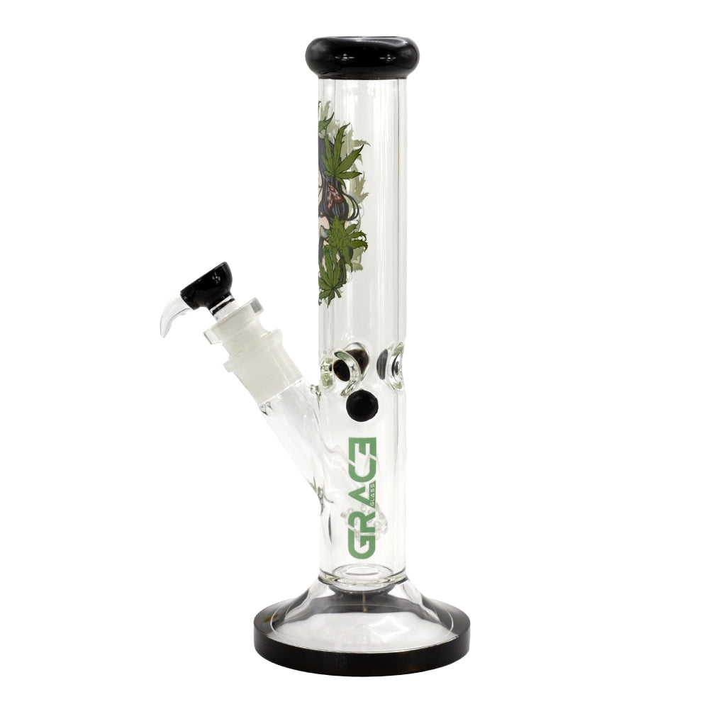 Grace Glass Leaf Goddess Straight Bong – 36 cm | Ø 50 mm
