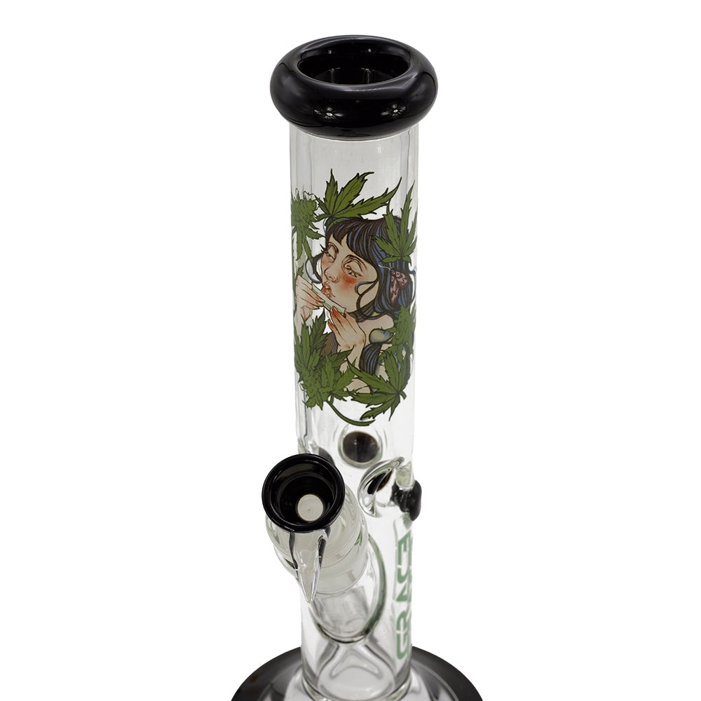 Grace Glass Leaf Goddess Straight Bong – 36 cm | Ø 50 mm