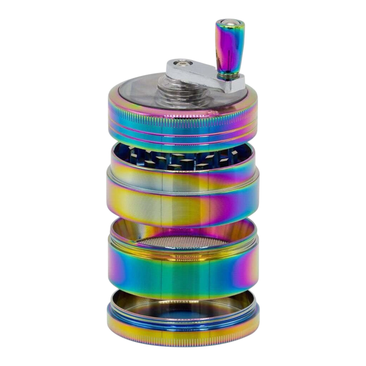 Grace Glass Rainbow Kurbelgrinder mit Sichtfenster – 4-teilig, 53 mm