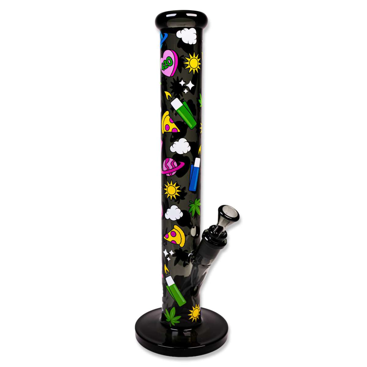 FIRE-FLOW™ × Black Leaf 420 PATTERN Glasbong – 40 cm,