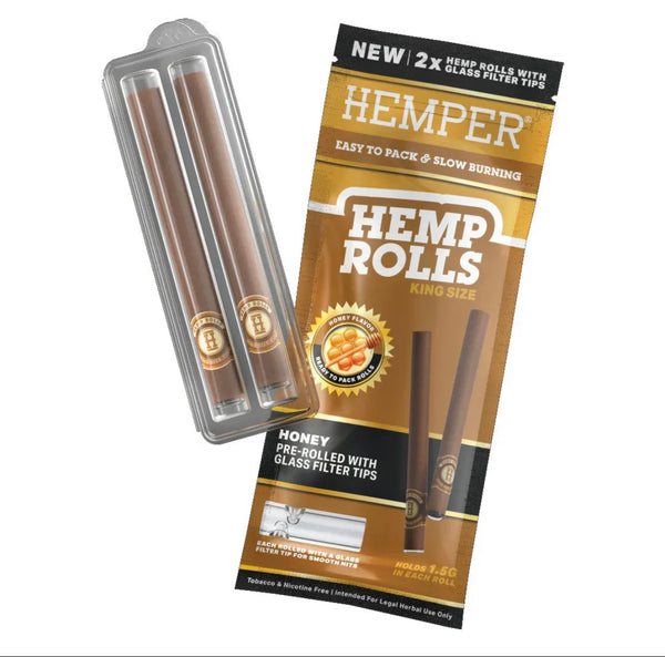 Hemper Rolls King Size + Glas Tips (2Stk)