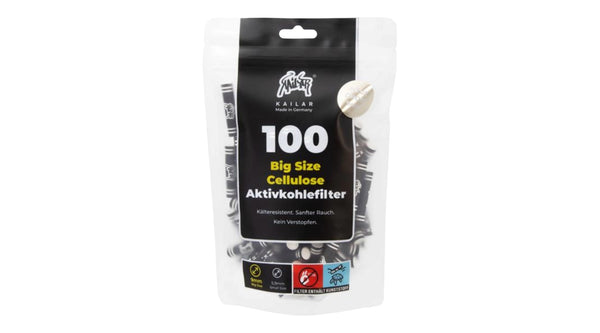 Kailar Big Size Cellulose Aktivkohlefilter 100 Stück 9mm