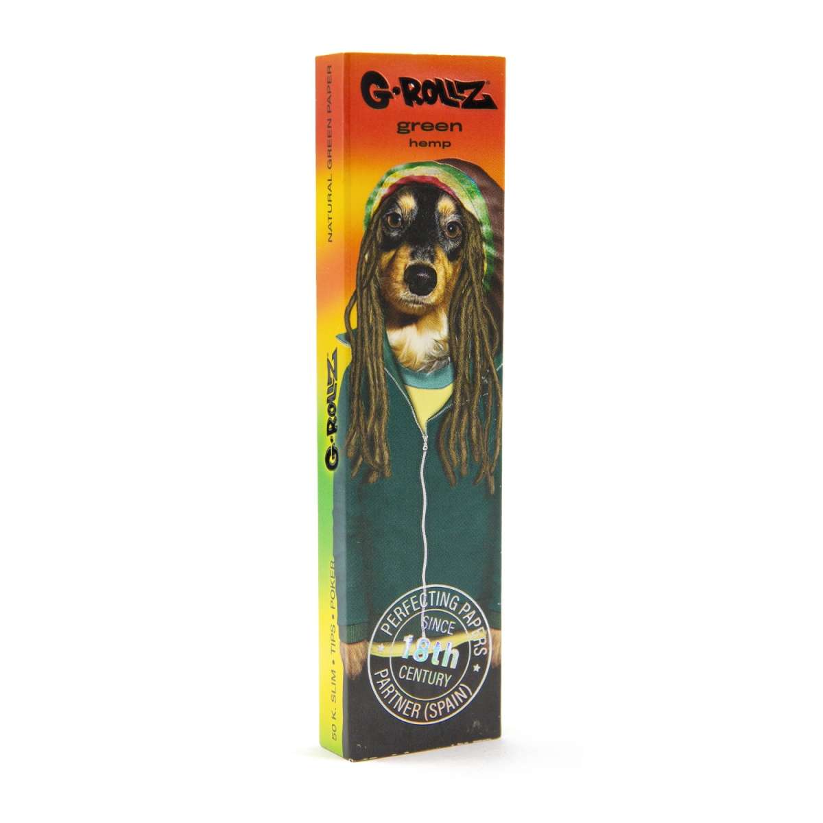 G-Rollz „Reggae“ Green King Size Slim Papers mit Tips – 50 Blatt