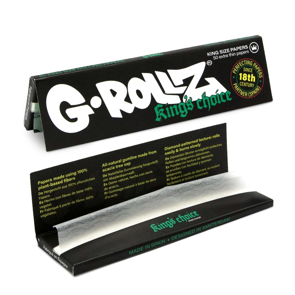 G-Rollz King’s Choice White King Size Wide Papers – 50 Blatt