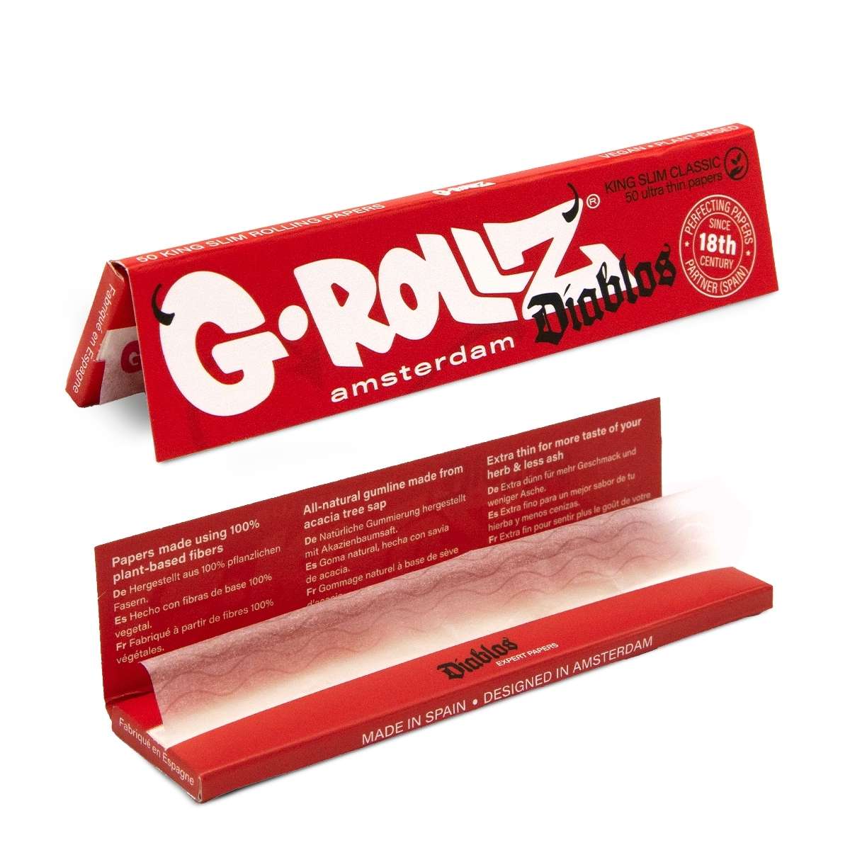 G-Rollz „Diablos“ White King Size Slim Papers – 50 Blatt