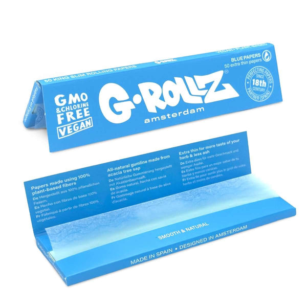 G-Rollz Lightly Dyed Blue King Size Slim Papers – 50 Blatt