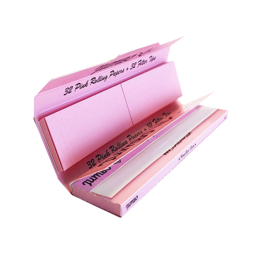 Jumbo Pink King Size Slim Papers mit Tips – 32 Blatt