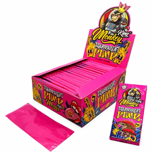 Monkey King Transparent Pink Cellulose Papers – King Size, 40 Blatt