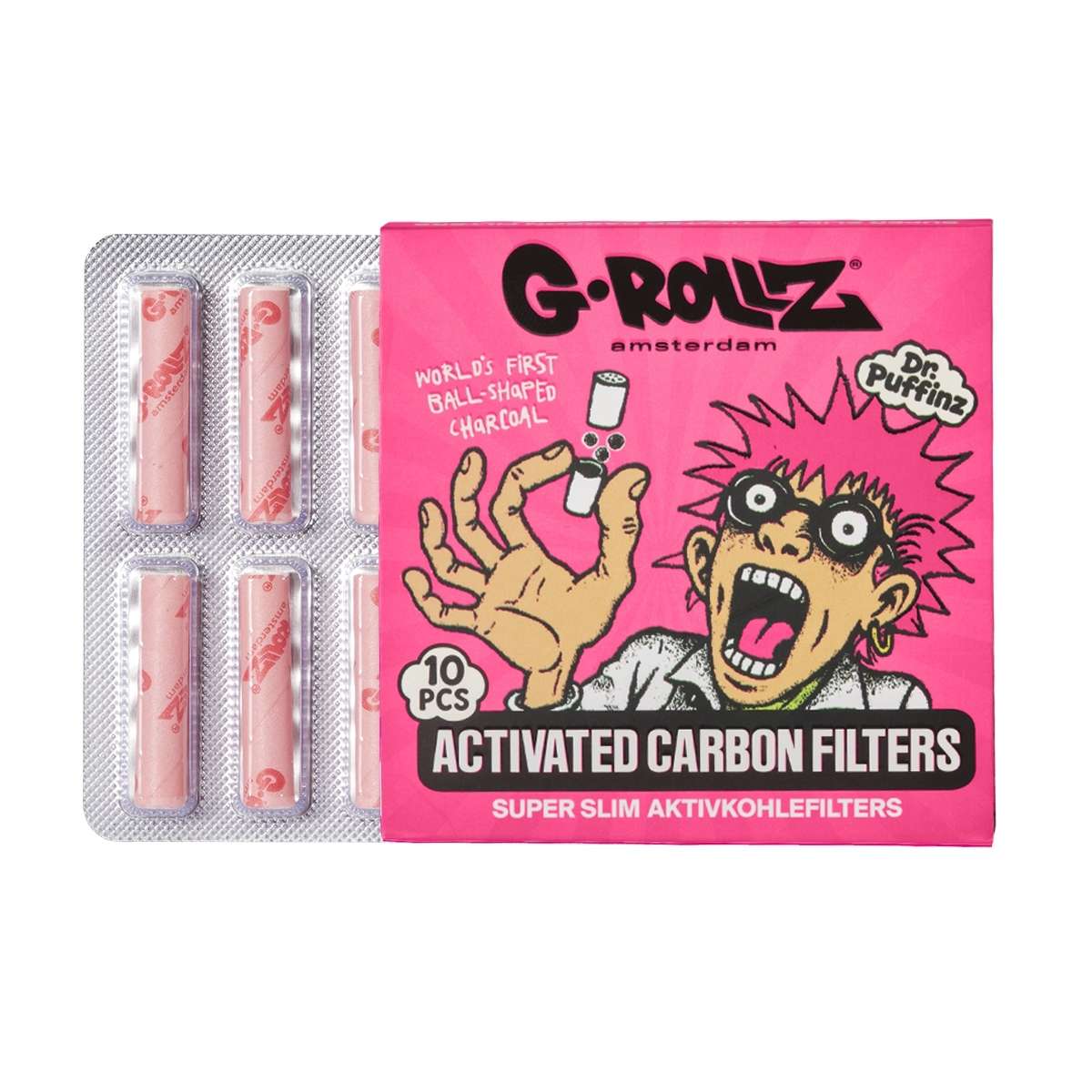 G-Rollz Aktivkohlefilter Pink – 6 mm, 10 Stück