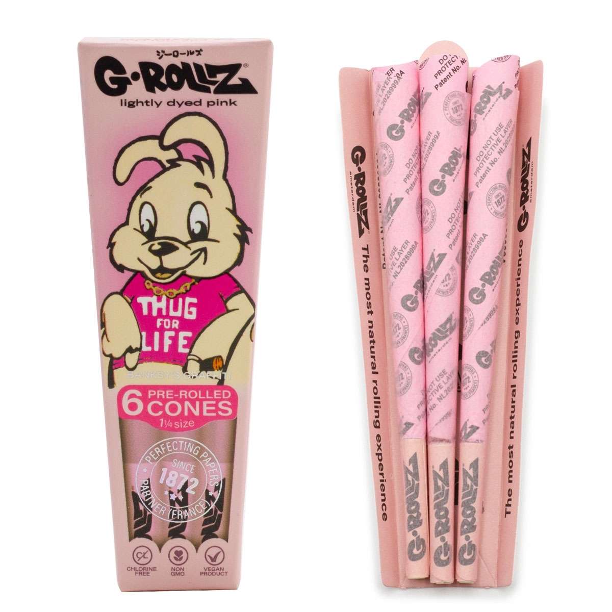 G-Rollz Banksy Graffiti „Thug for Life“ Pink Cones 1¼ – 6er-Pack