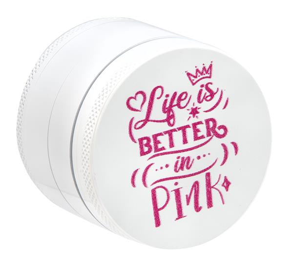Life Is Better in Pink Aluminium Grinder – 4-teilig, Ø 50 mm