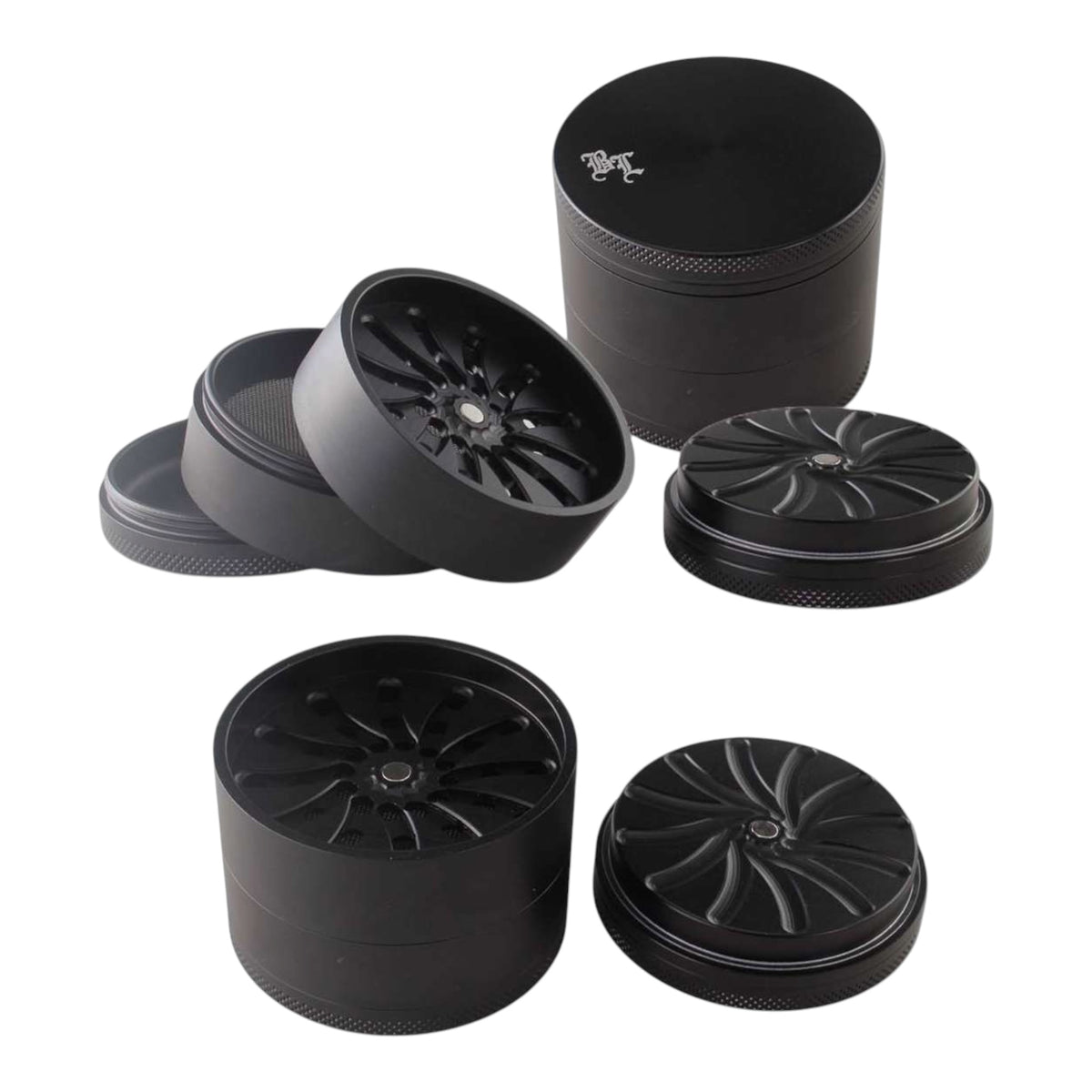 Black Leaf Masher Aluminium Grinder 4-tlg. schwarz