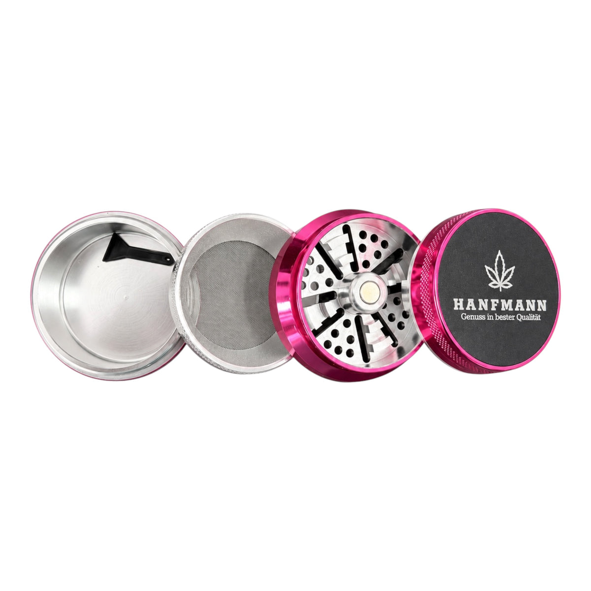 HANFMANN Grinder Pink – 4-teilig mit Sieb und Auffangfach