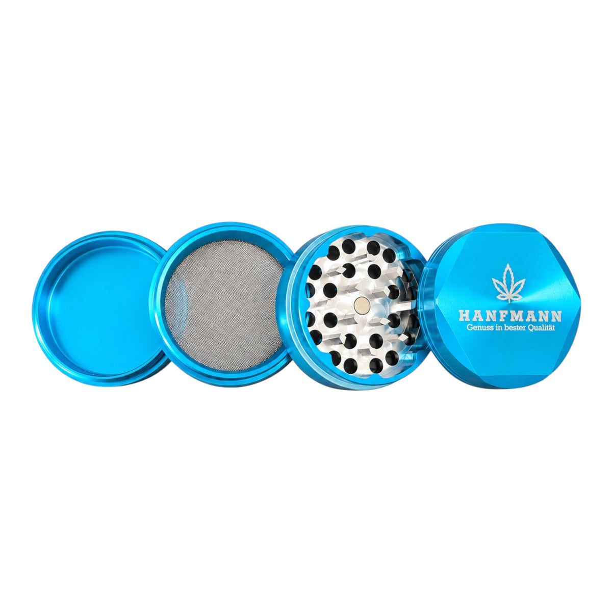 HANFMANN Grinder Blau Facet – 4-teilig mit Sieb
