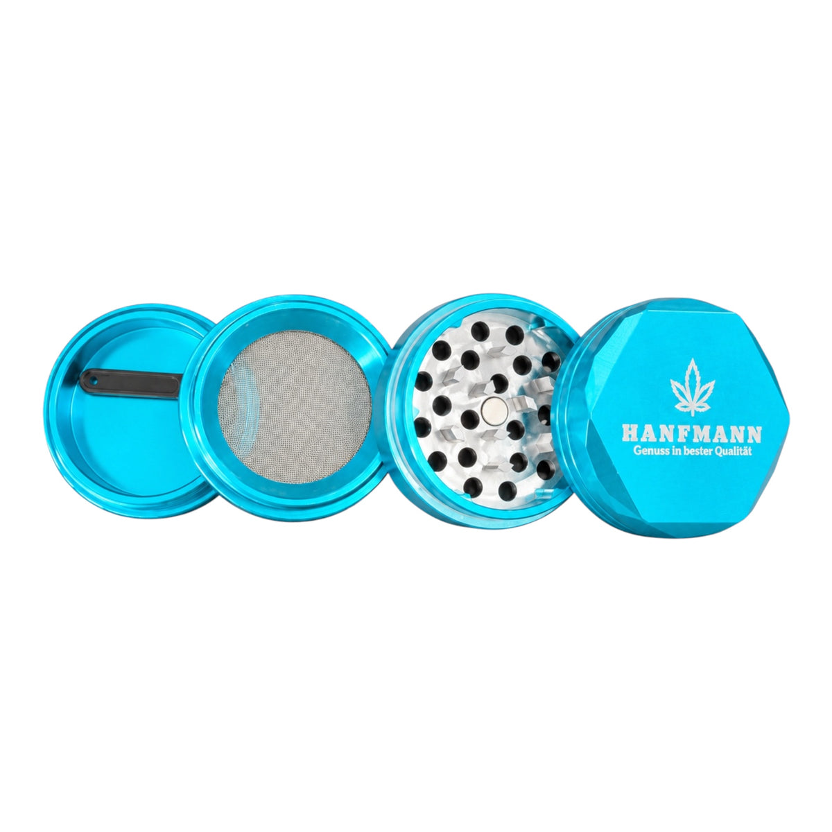HANFMANN Grinder Türkis Facet – 4-teilig mit Sieb