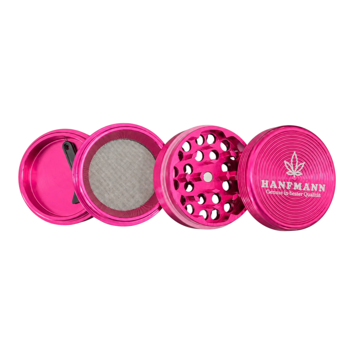 HANFMANN Grinder Pink – 4-teilig mit gerilltem Deckel