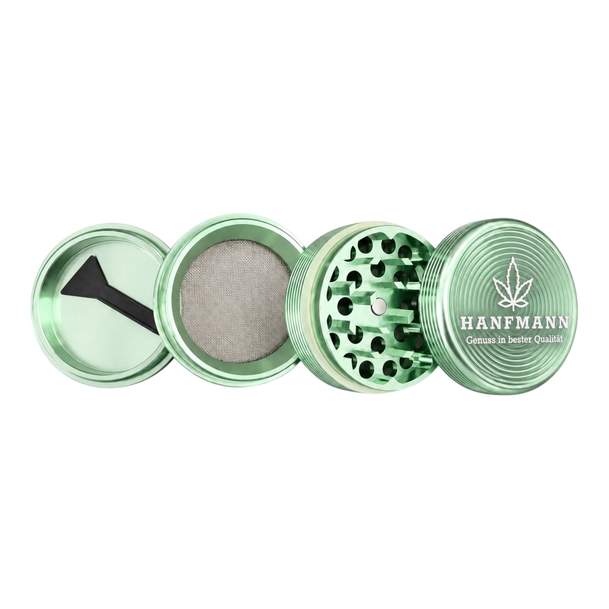 HANFMANN Grinder Mintgrün – 4-teilig mit gerilltem Deckel