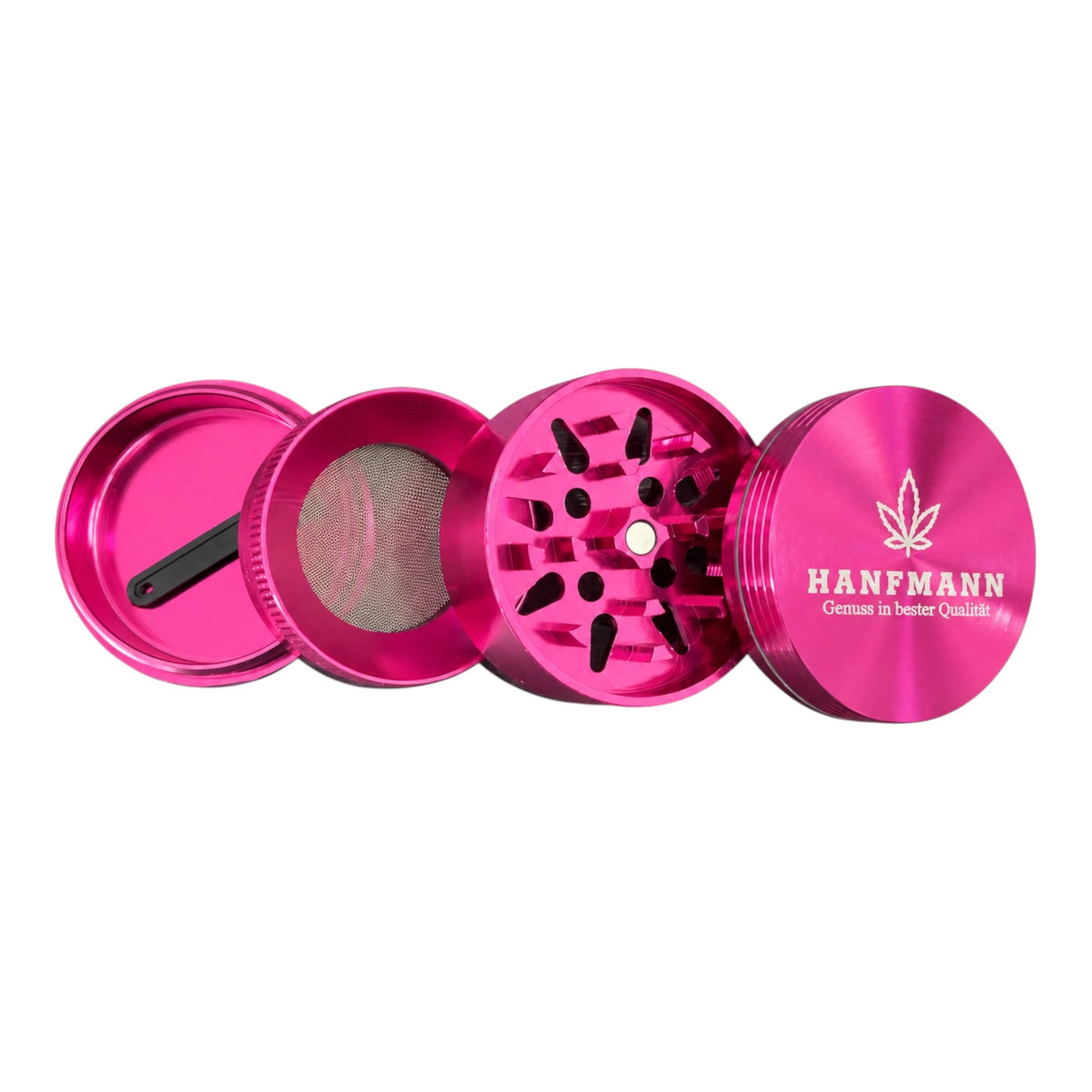 HANFMANN Grinder Pink – 4-teilig mit glattem Deckel