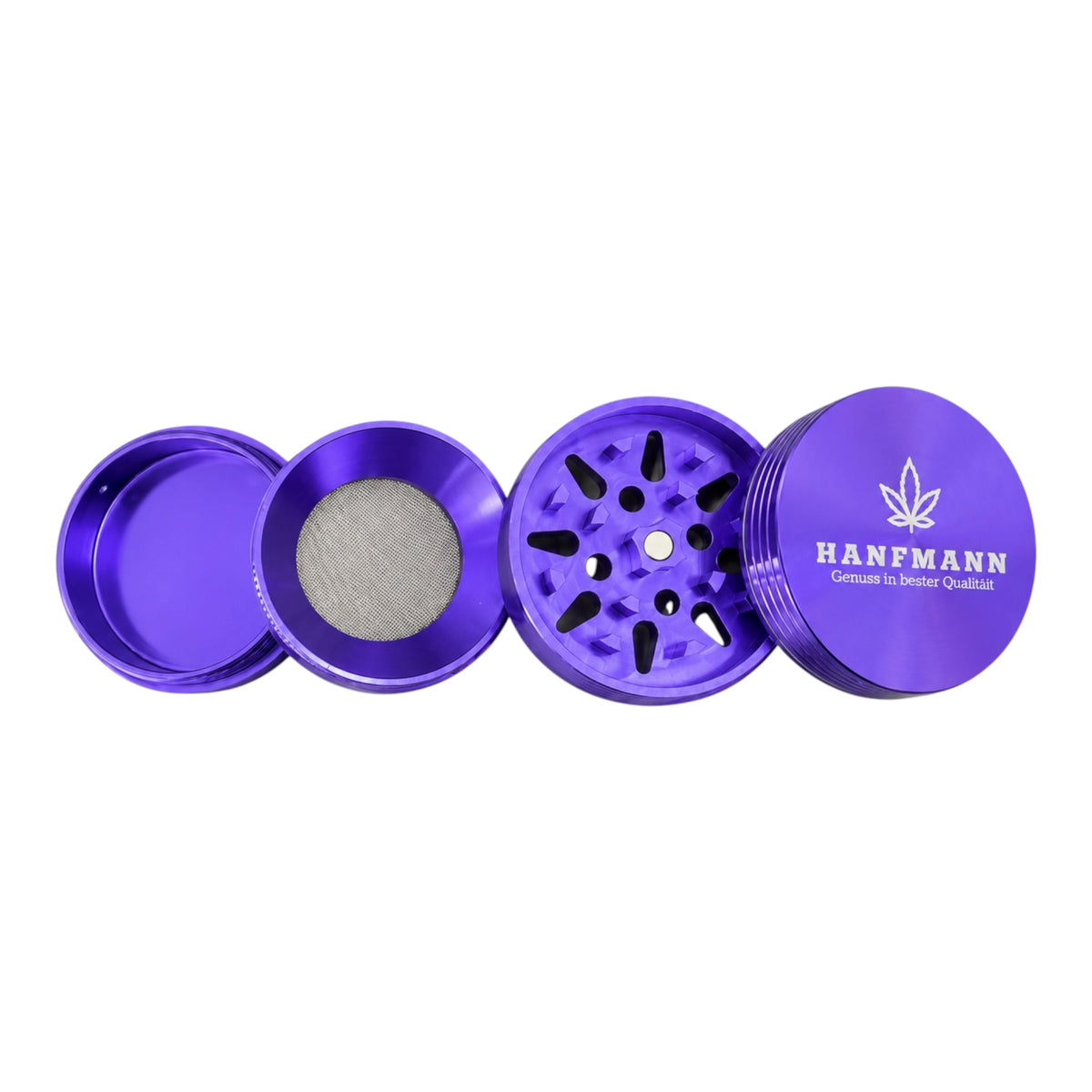HANFMANN Grinder Violett – 4-teilig mit glattem Deckel